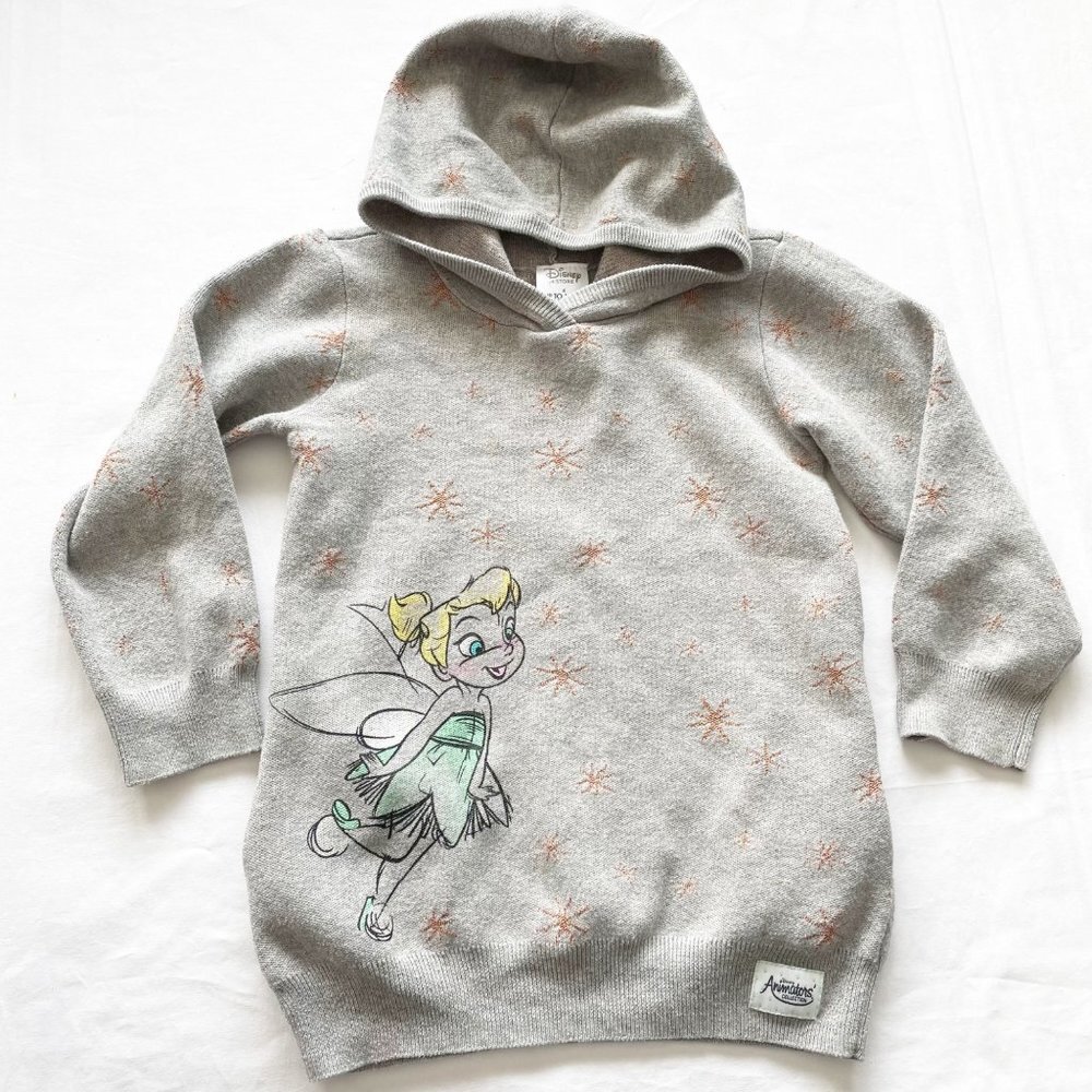 Disney Parks Tinkerbell Gray Hooded Sweater Dress size 4